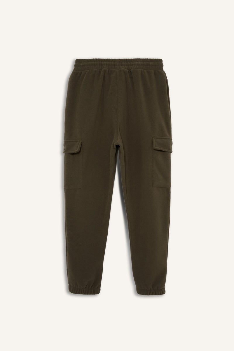 DeFacto Green Man Regular Fit Drawstring Waist Fleece Cargo Sweatpants Casual - Image 4